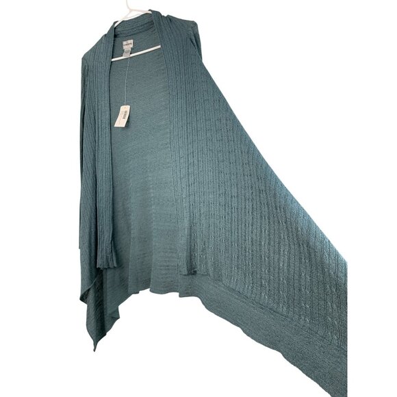 Chicos Shimmer Cable Cardigan Size M Riverwash Drape Open NWT - Picture 7 of 8